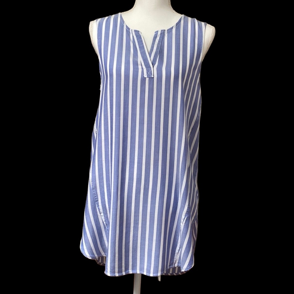 beachlunchlounge ~ Blue/White Striped Tunic/Cover-up Women's Size Medium